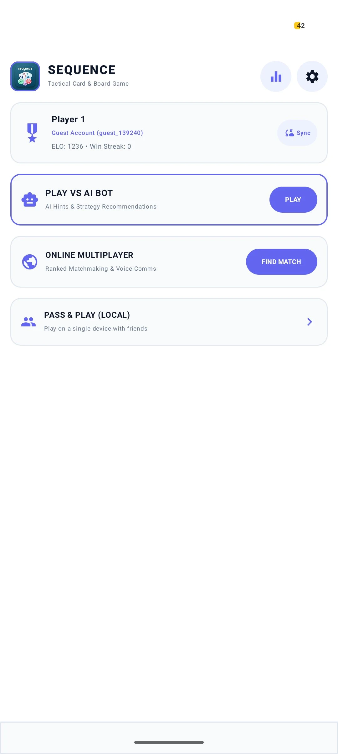 Sequence board game screenshot
