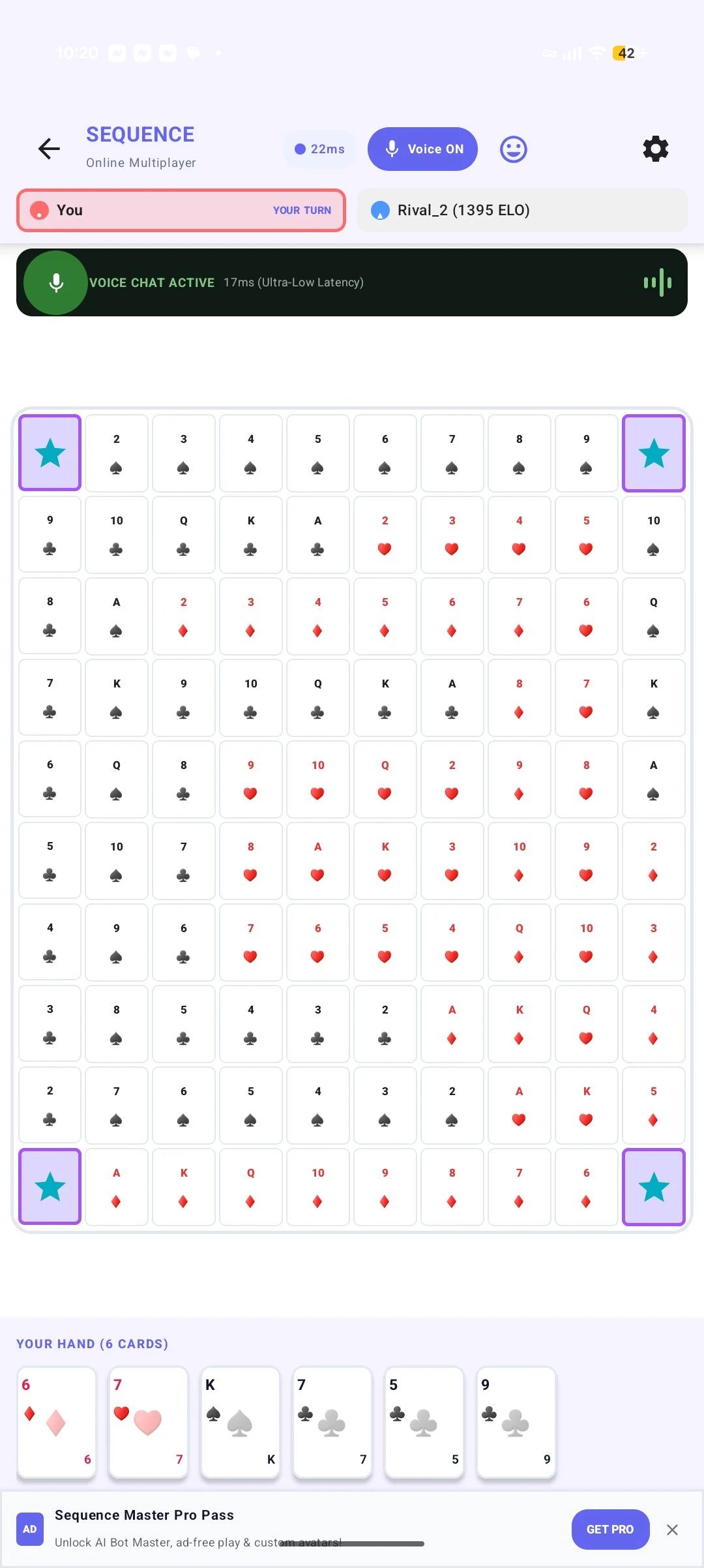 Sequence board game screenshot